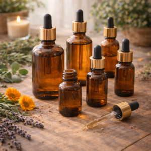 Förpackningar Glasflaskor, Pipetter, Kapsyler