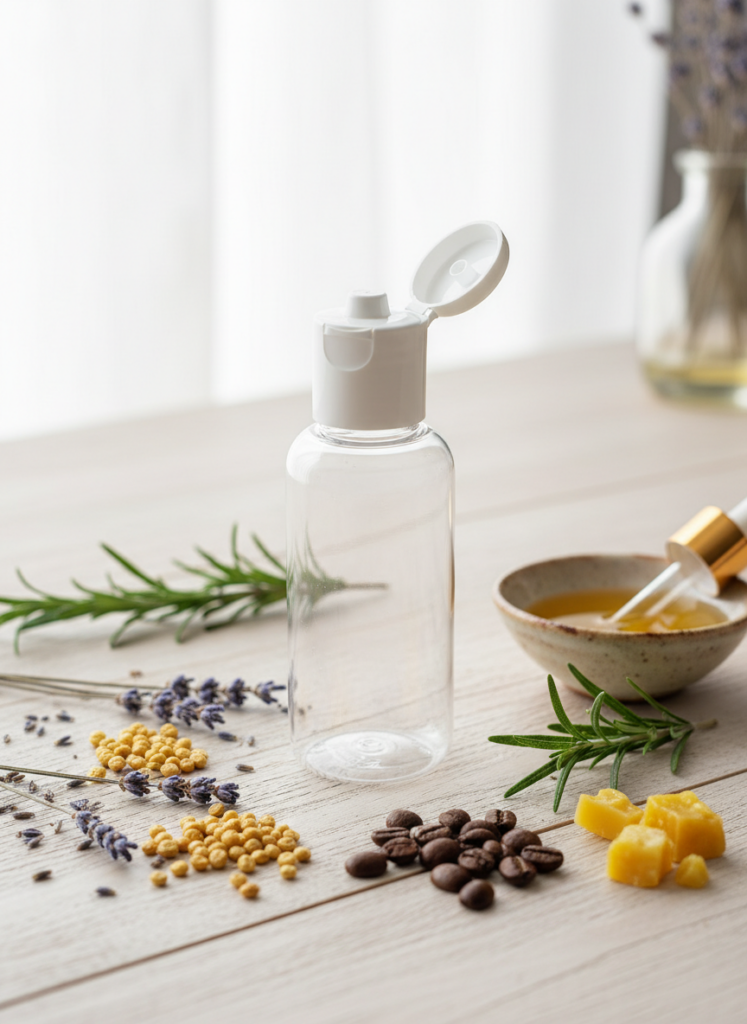 PET Flaska Klar 100 ml med Snäppkork vit