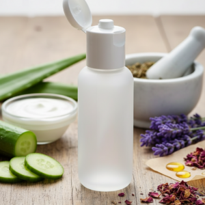 PET-flaska frost 100 ml med snäppkork vit