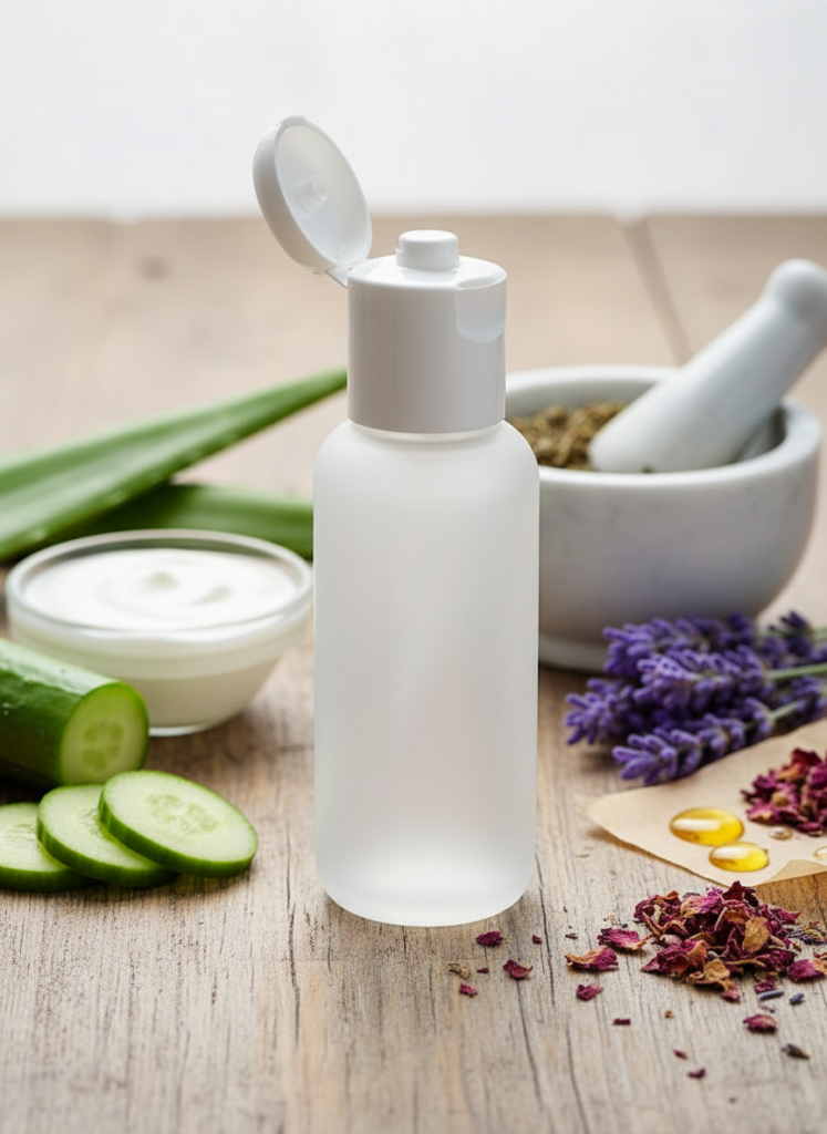 PET-flaska frost 100 ml med snäppkork vit